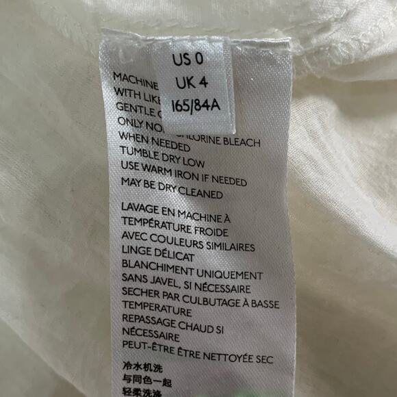 Free People 0 Ivory Isabella Mini Dress Ruffle Swing Long Sleeve Feminine - Picture 9 of 11